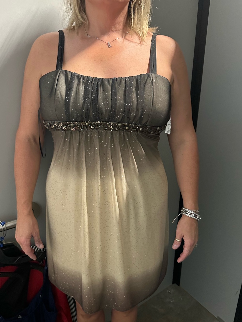 Elegant Ombre Strapless Prom Dress in Brown and Cream